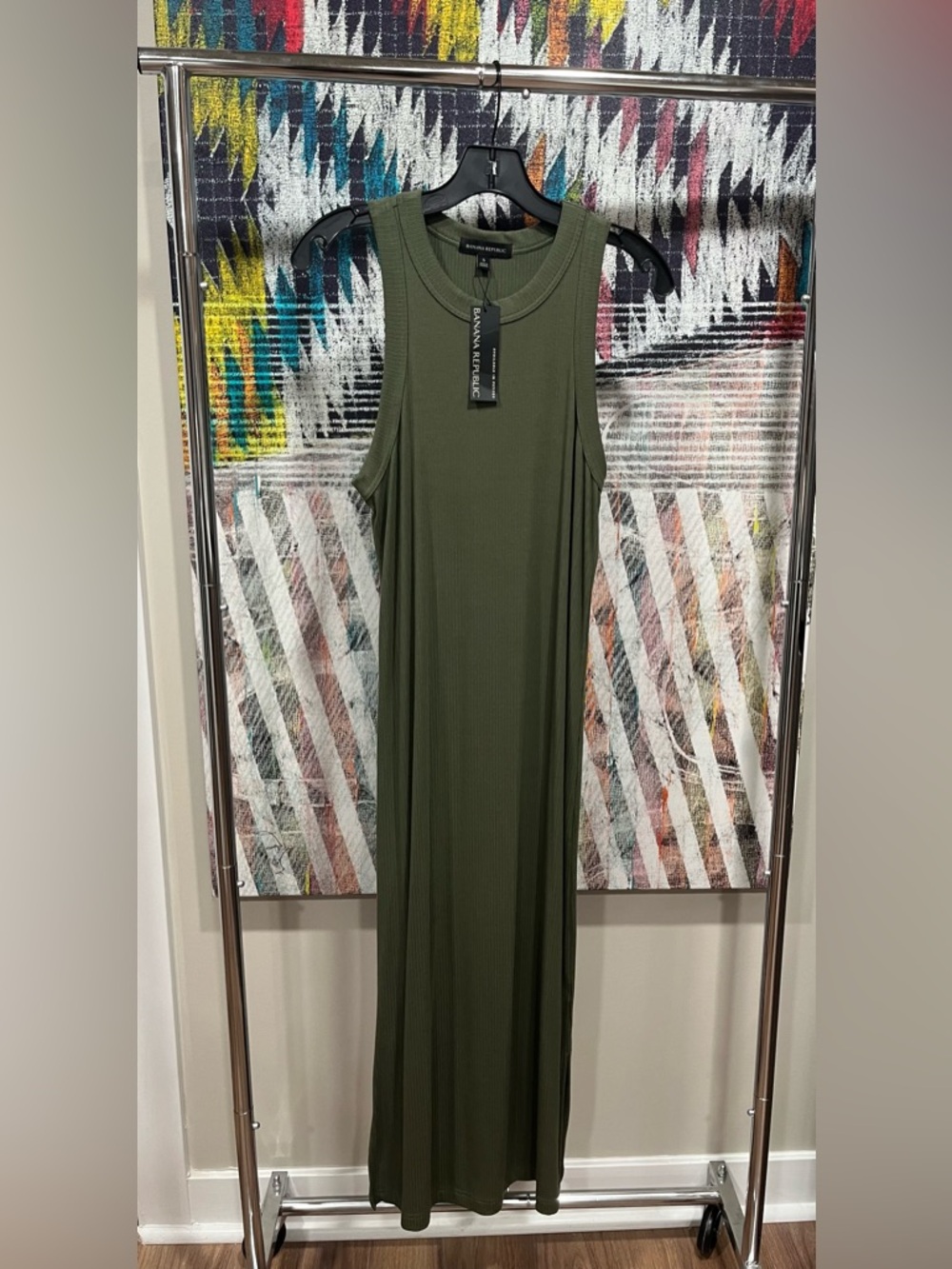 Banana Republic Ribbed Olive Maxi Tank Dress